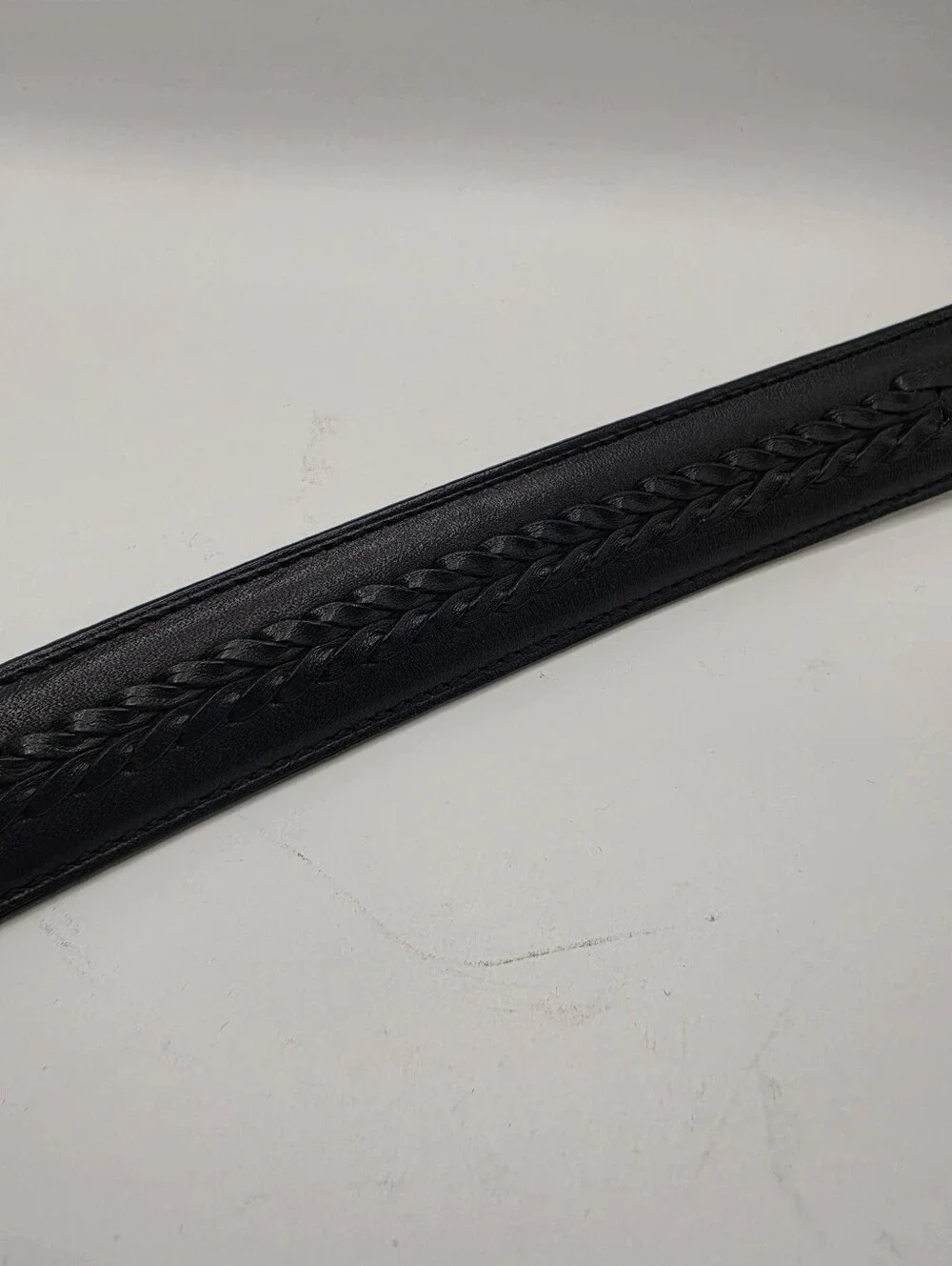 Coach Black Leather Braided Belt Size 36 Brass Buckle Full Grain 6918 Classic